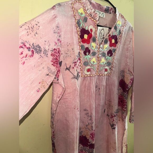 Vintage Goa Embroidered 100% Cotton Flowy Top Sz 2X - Picture 4 of 7